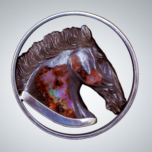 Floating Opal Horse Medallion