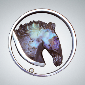 Floating Opal Horse Medallion