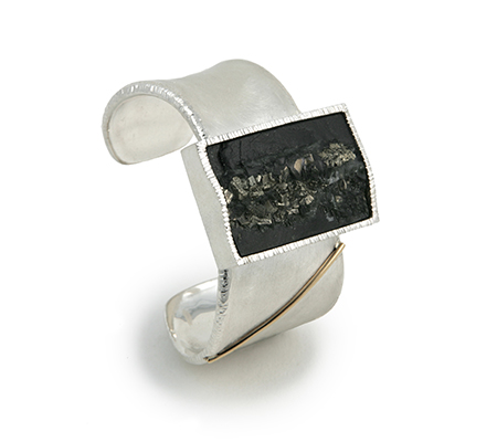 Pyrite and Slate Cuff Bracelet