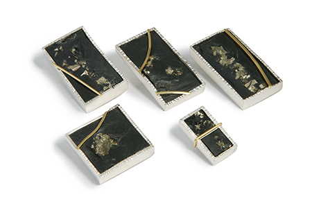 Pyrite and Slate Ring Tops