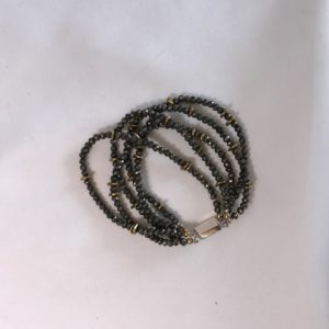 pyrite and brass bead bracelet
