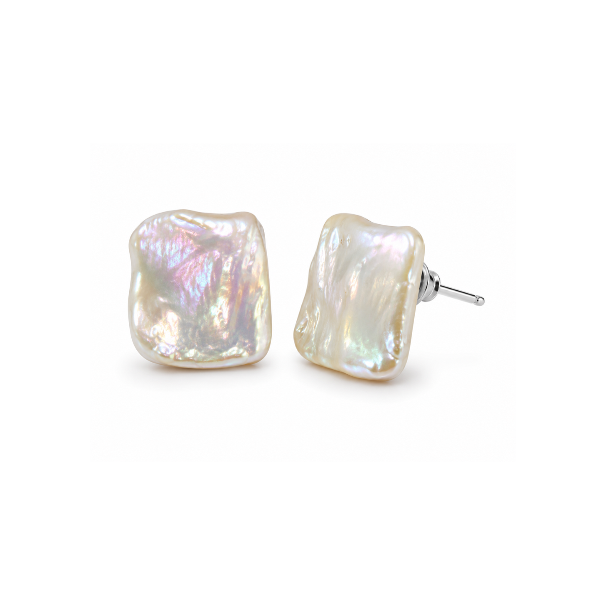 Lustre Keshi Pearl Stud Earrings